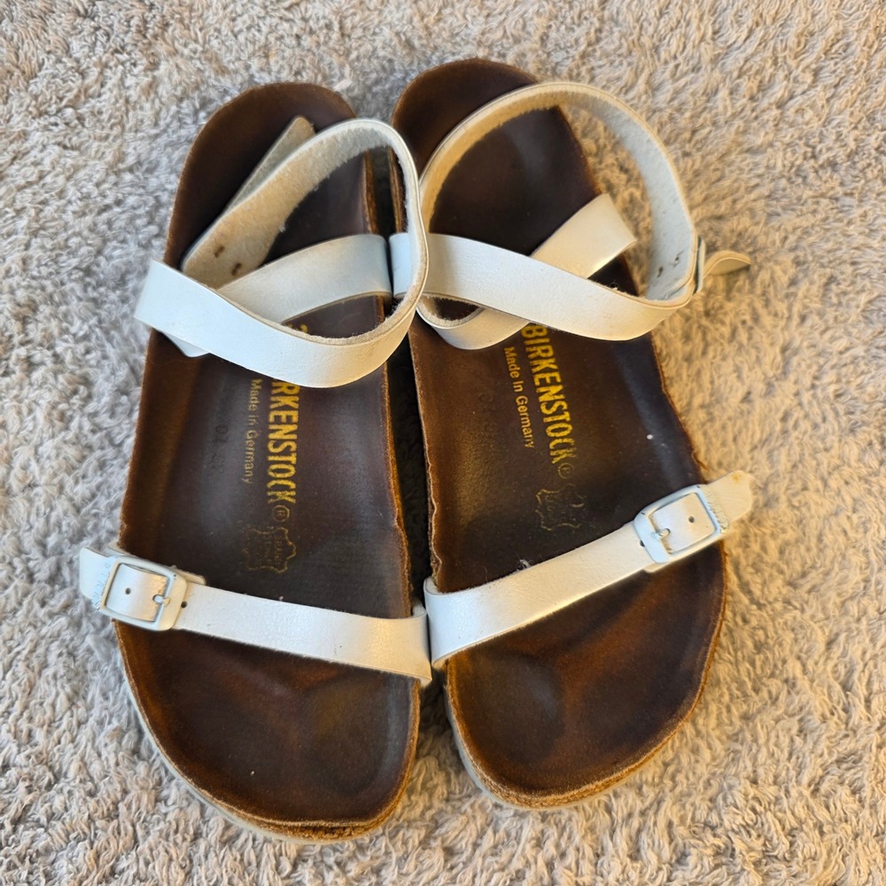 Birkenstock Yara Pale Blue Leather Ankle‎ Strap Toe Loop Sandals Size 39 Women's